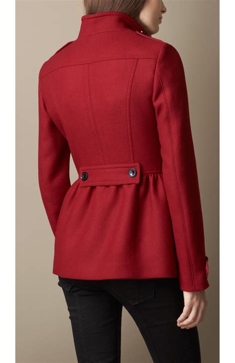 burberry brit wool blend twill peplum coat|net a porter burberry jacket.